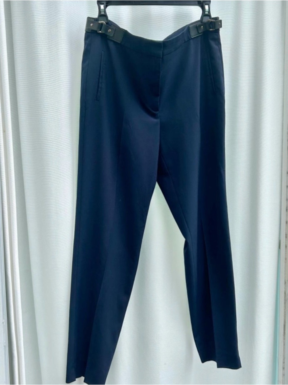 Vintage Zara Navy Trousers with Buckle Detailing